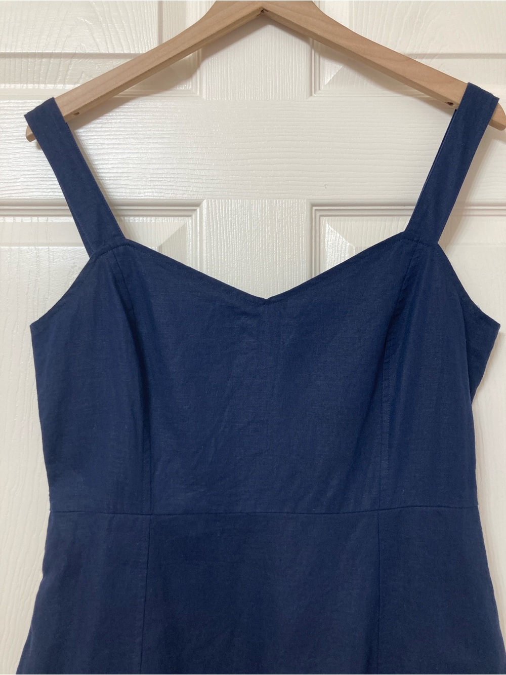 GAP Navy Blue Sleeveless Linen Fit & Flare Cami Dress 10 Coastal Beach Resort - Picture 3 of 7